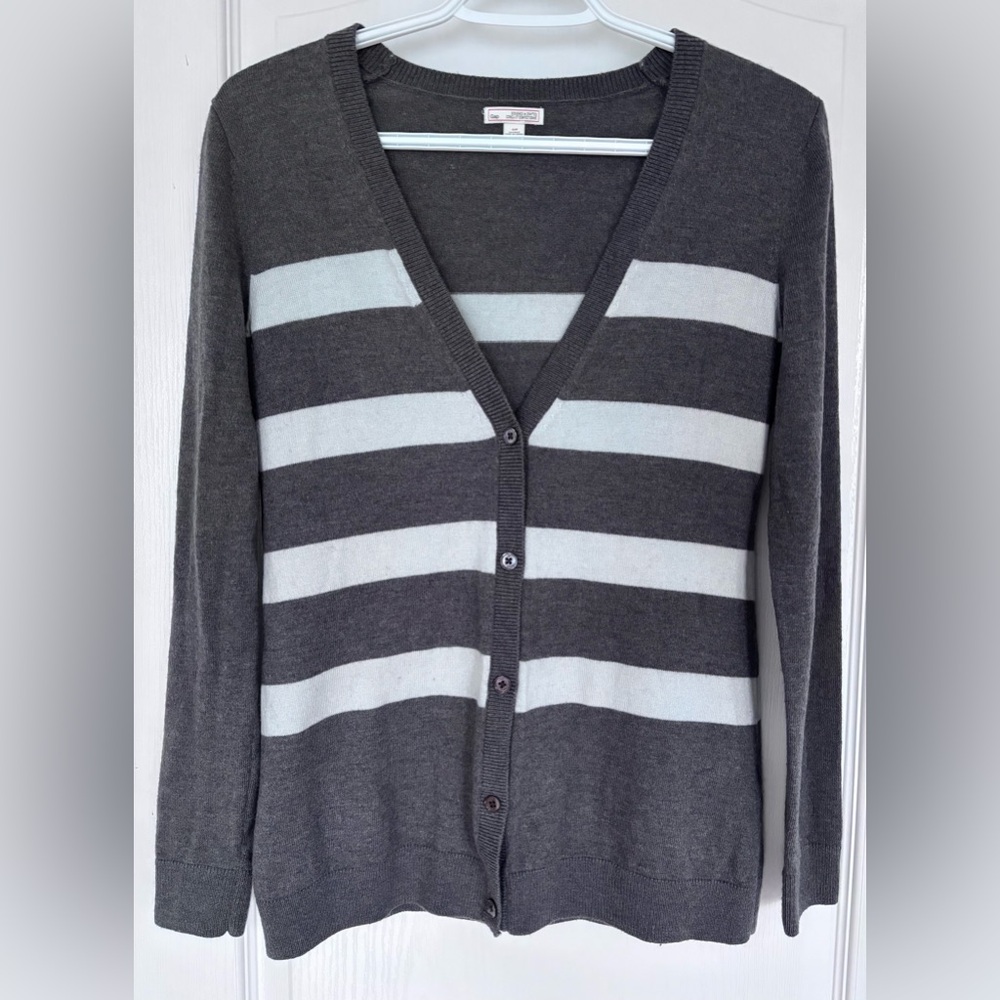 GAP Wool Blend Striped Cardigan Sweater
